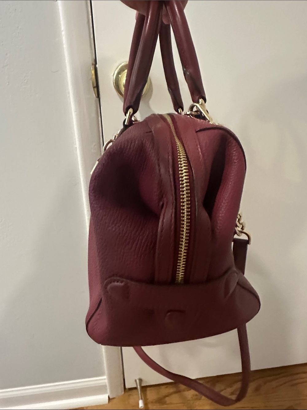 Michael Kors Wine Leather Satchel with Gold Hardware - Picture 10 of 11